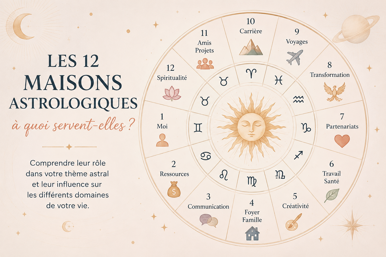 Lire la suite à propos de l’article Les 12 maisons astrologiques : comprendre leur rôle dans votre thème astral
